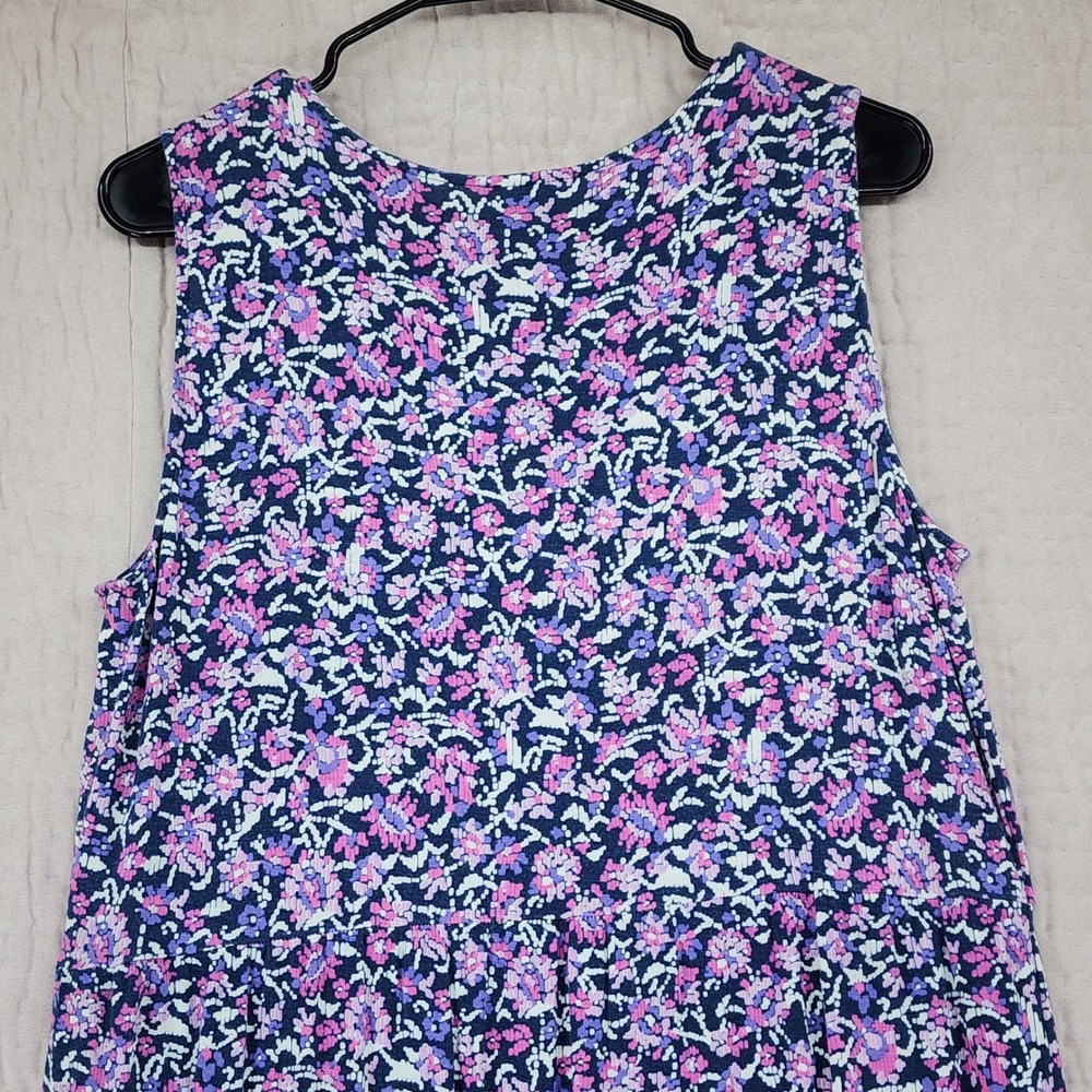 J Jill Maxi Dress M Floral Purple Jersey Shift Sleeveless Beach Resortwear 53" - Picture 12 of 13